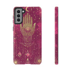 Mystic Hamsa Samsung Galaxy Case | Gold Palm & All-Seeing Eye on Magenta Galaxy