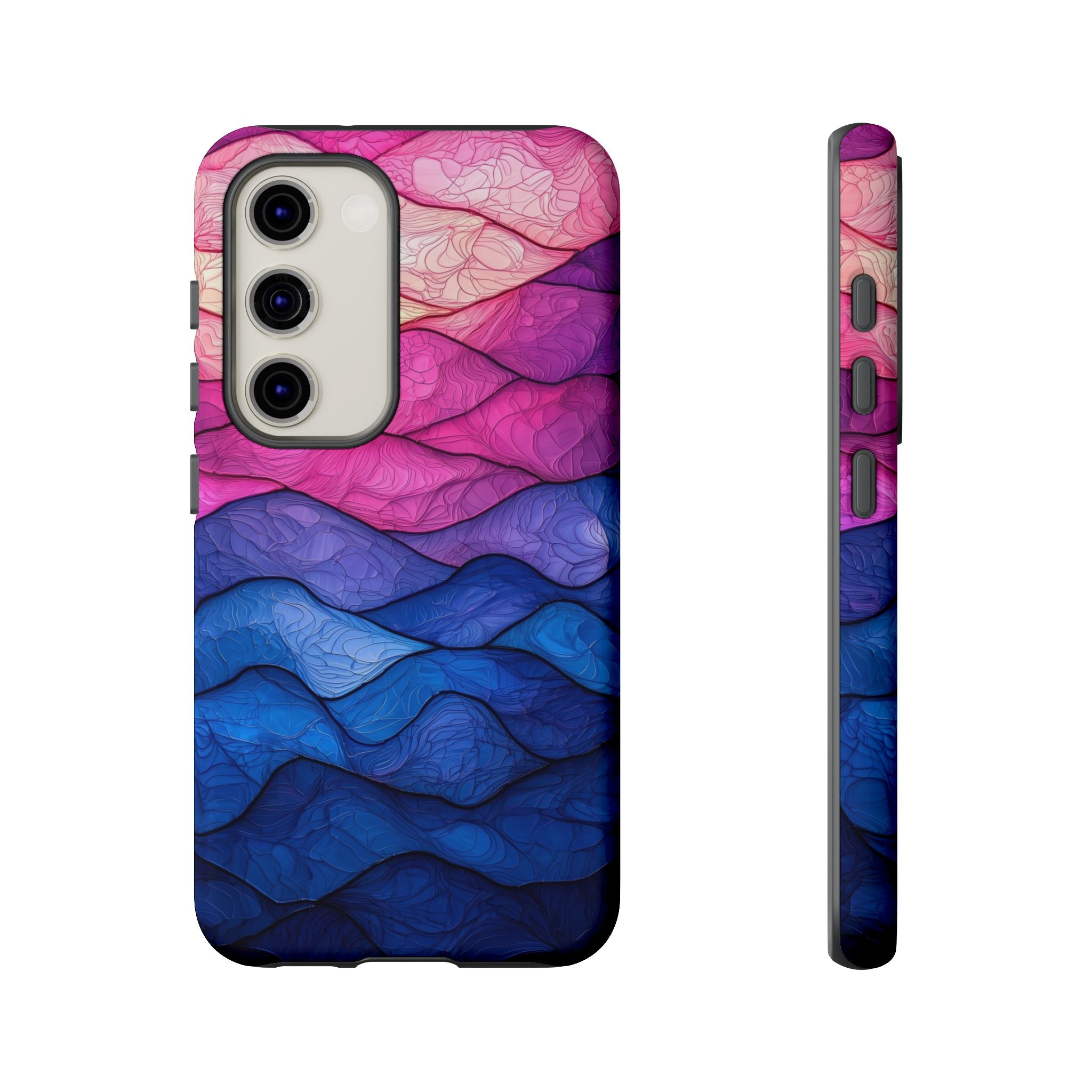 Abstract Ocean Waves Samsung Galaxy Case — Pink & Blue Gradient Tough Case