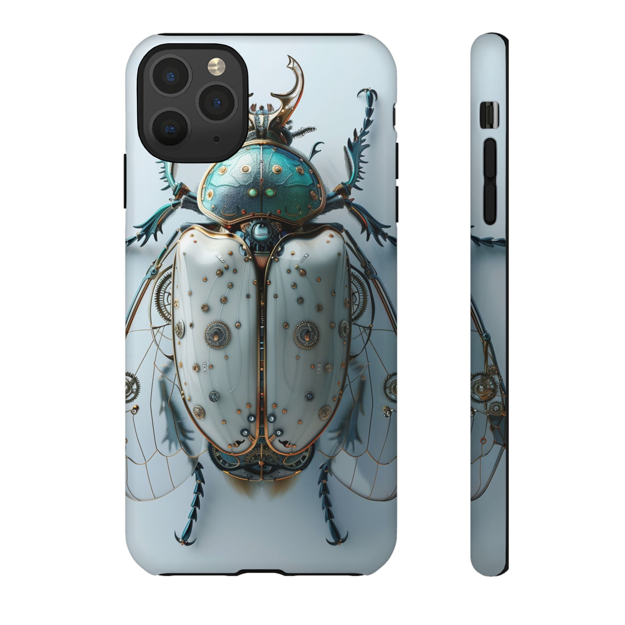 Steampunk White Beetle Protective Tough iPhone Case