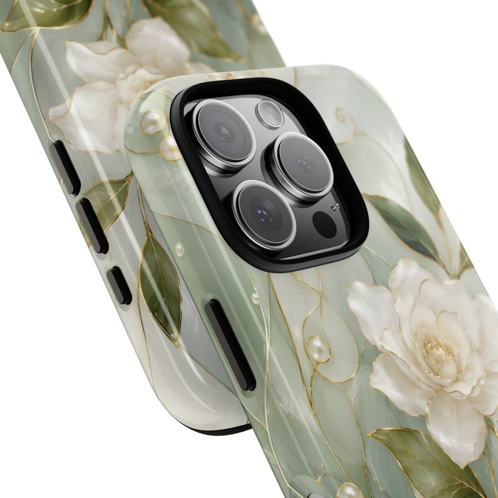 White Floral iPhone Case | Sage Green Botanical iPhone Case