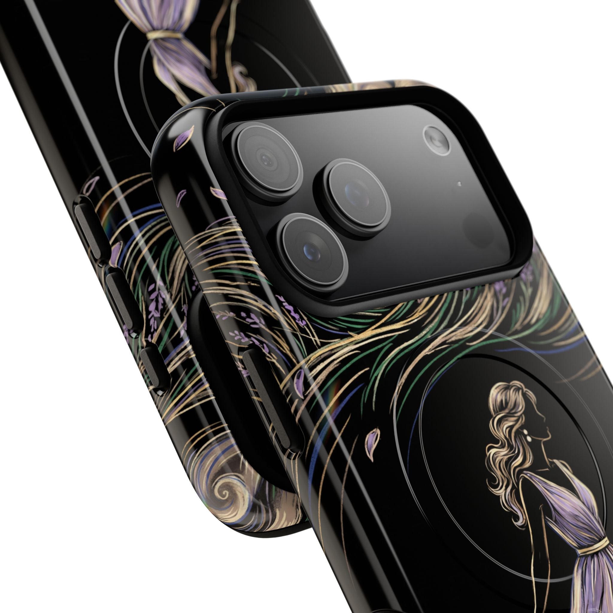 Lavender Breeze MagSafe iPhone Case | Elegant Dancing Woman Floral Protection