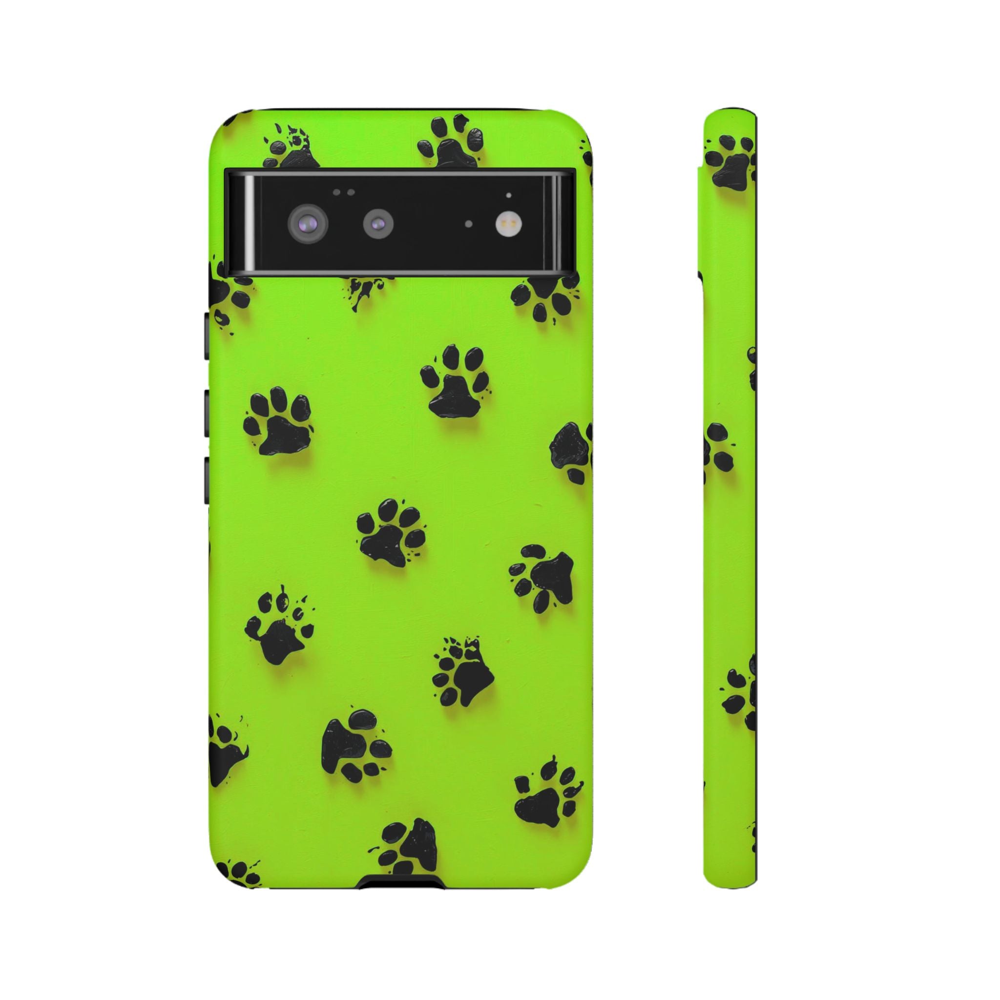 Neon Paw Print Tough Google Pixel Case — Shockproof Pet Lover iPhone Cover