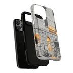 Cinque Terre Train Station iPhone Case | Black & White Sketch with Warm Yellow Accents