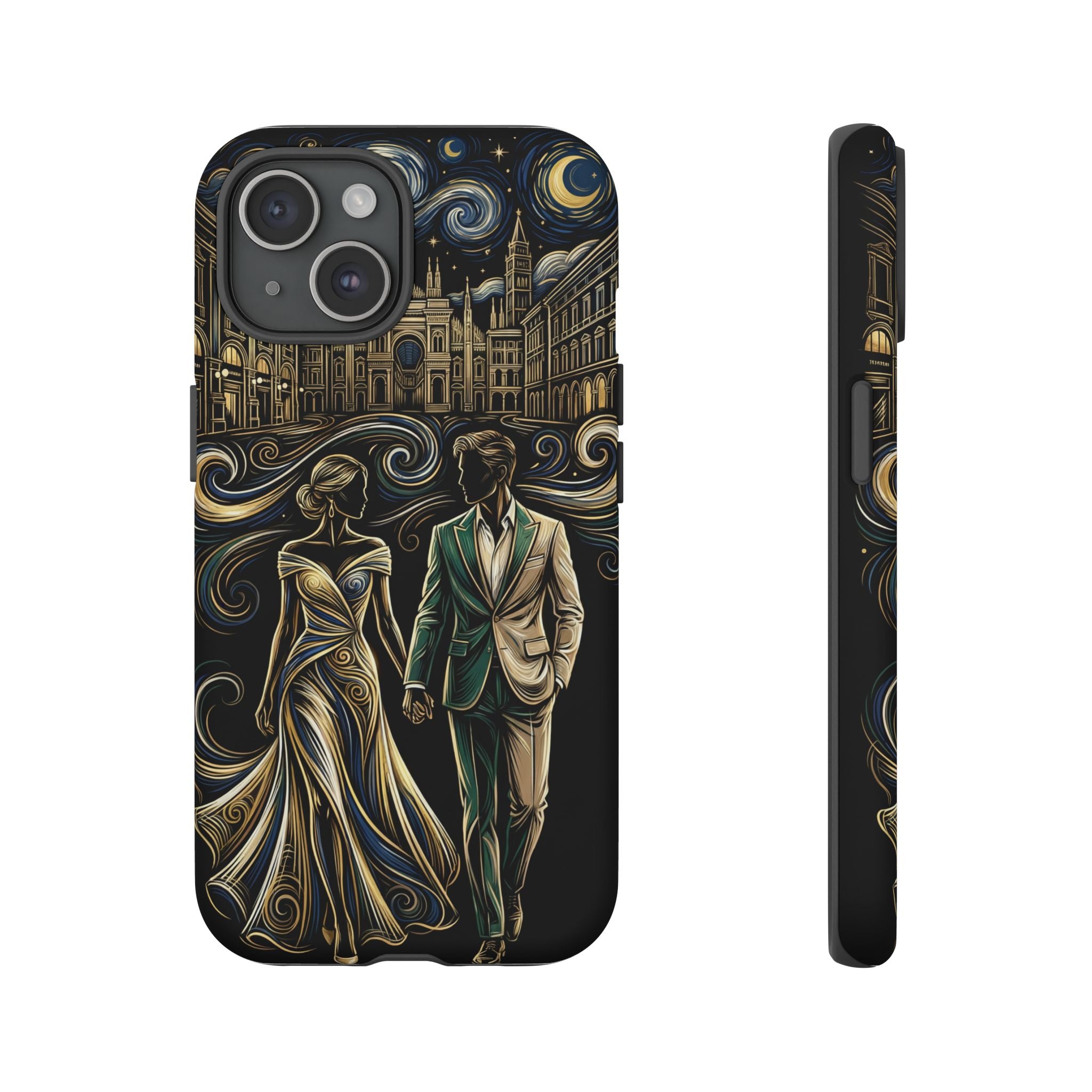 Romantic Night Walk iPhone Case | Elegant Couple Art