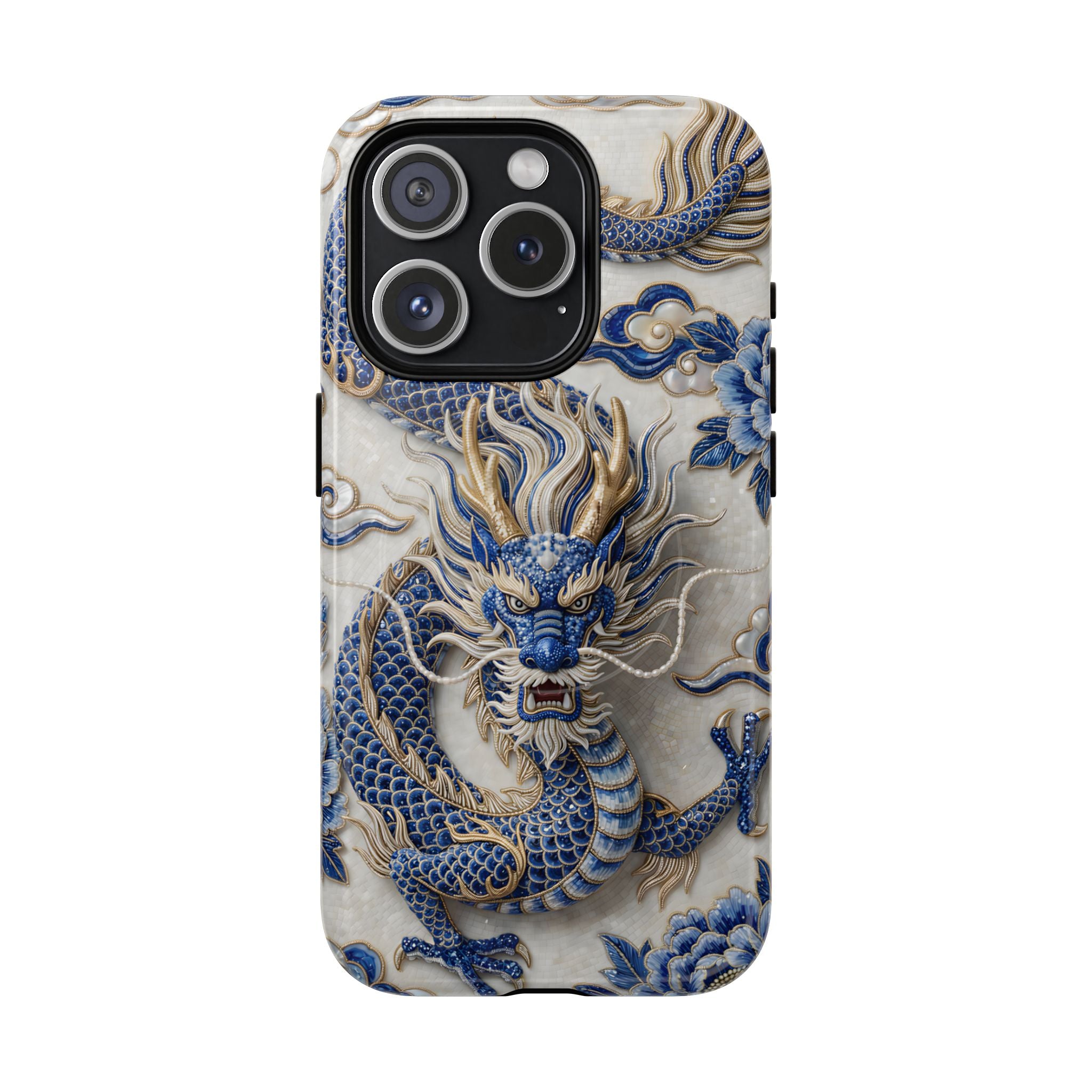 Asian Zodiac Dragon MagSafe iPhone Case | Blue & White Porcelain Luxury Protective Case | Year of the Dragon Gift
