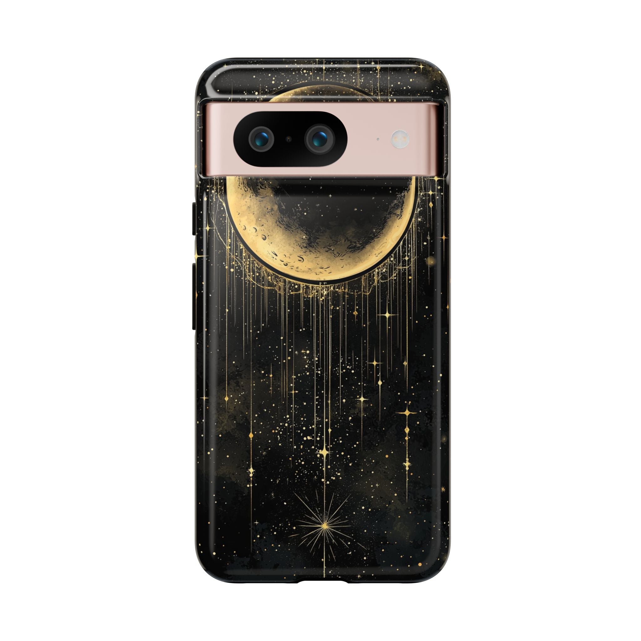 Moonlit Crescent Tough Google Pixel Case | Gold Stars Night Sky