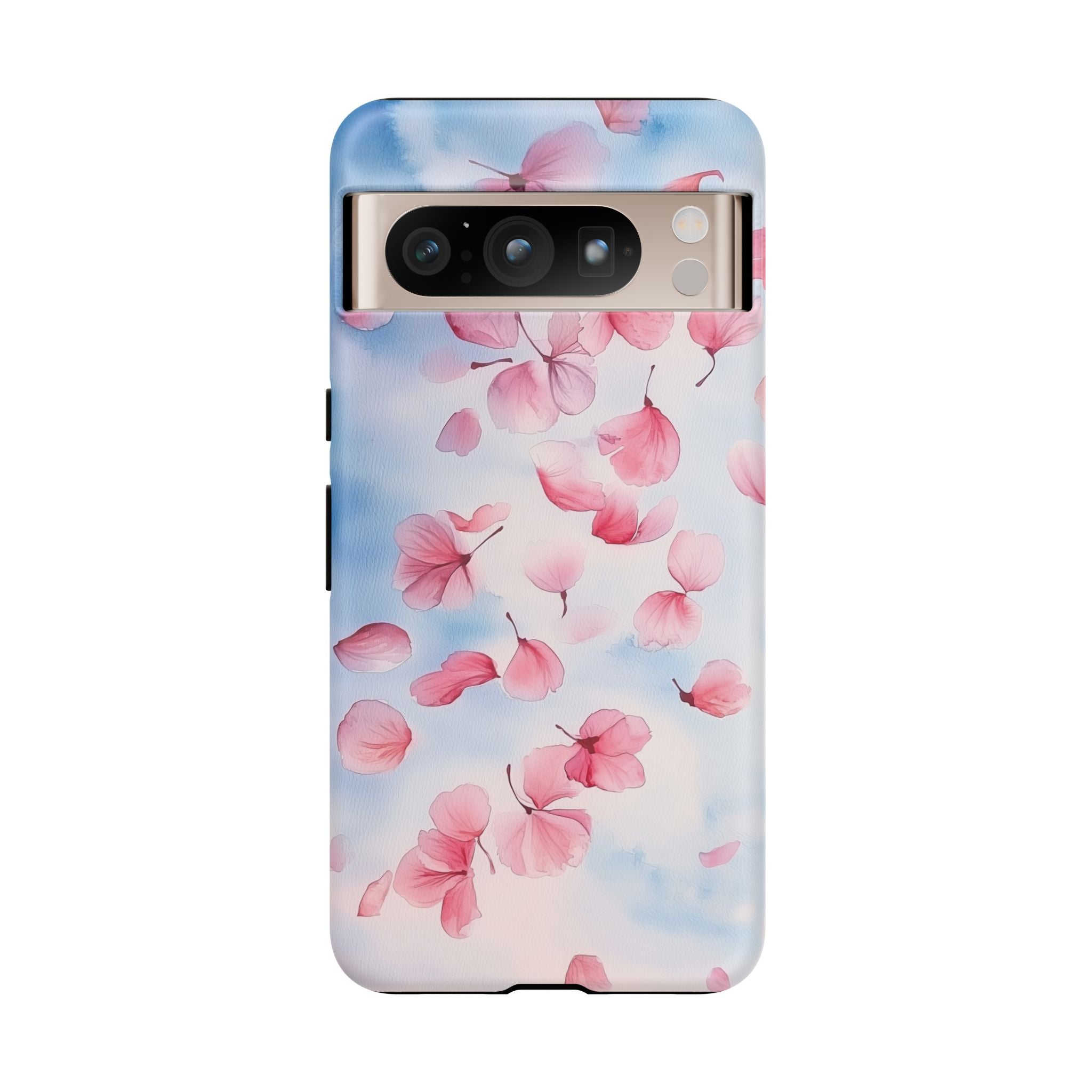 Floral Petal Tough Google Pixel Case | Pink Falling Blossoms