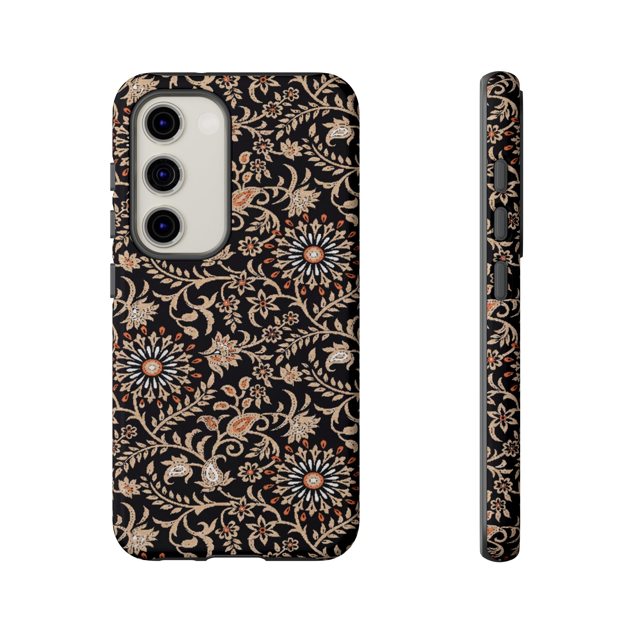 Batik Floral Black Ornate Daisies Tough Samsung Galaxy Case