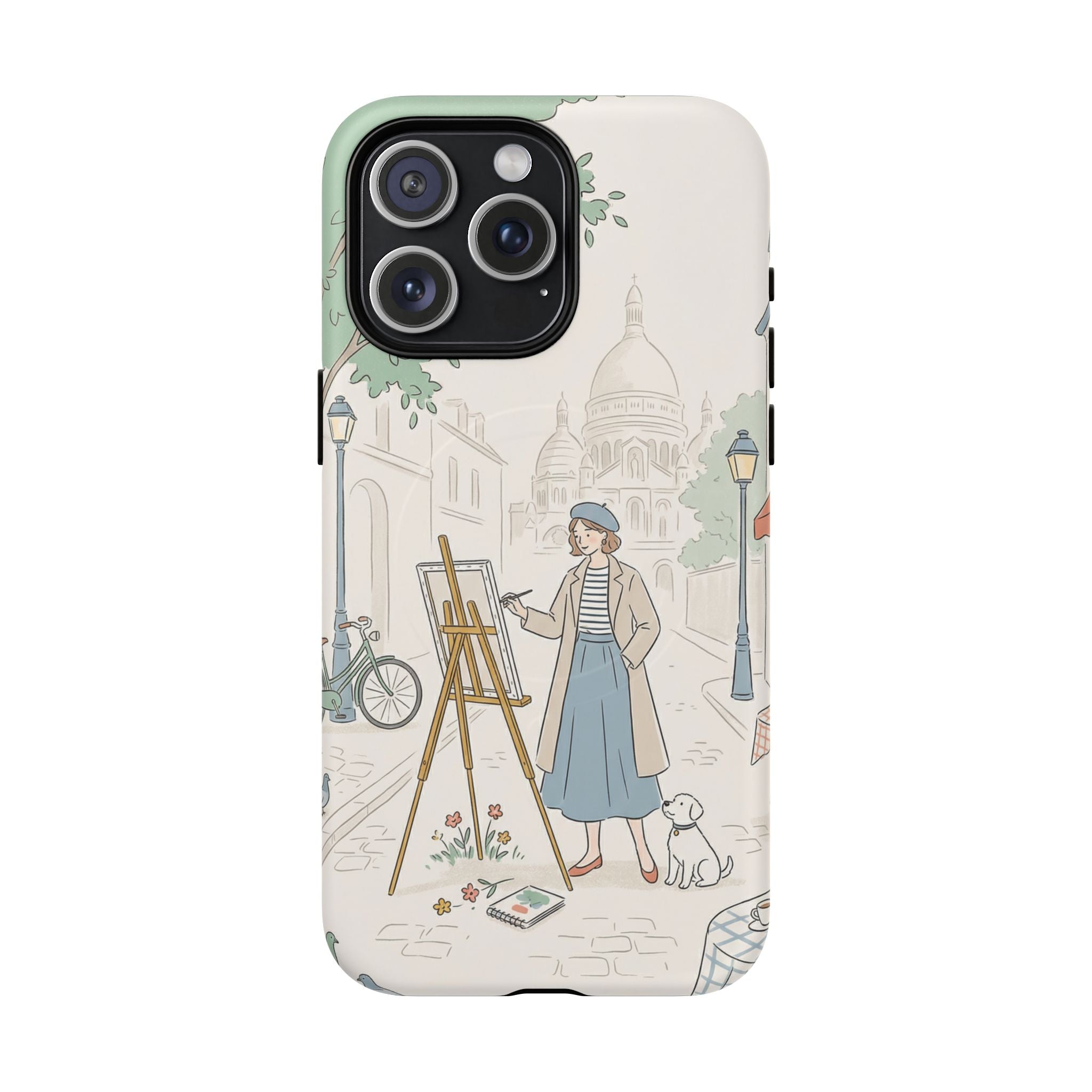Artist in Paris MagSafe iPhone Case | Vintage Painter Street Scene Protective Cover
