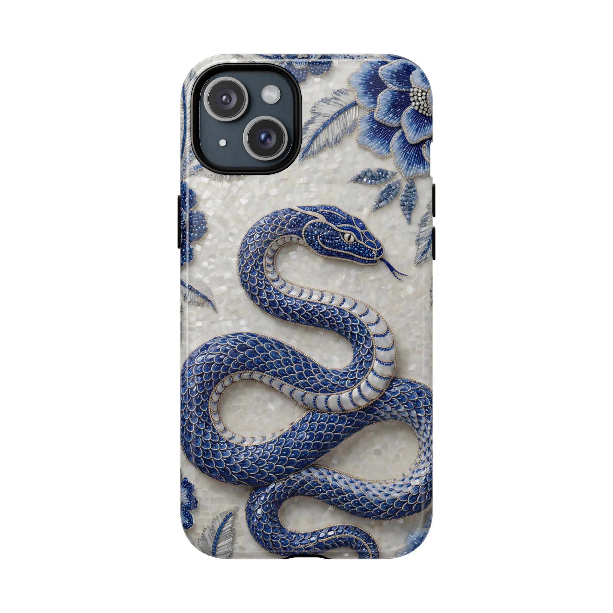 Asian Zodiac Snake MagSafe iPhone Case | Blue & White Porcelain Slim Shockproof Case | Year of the Snake