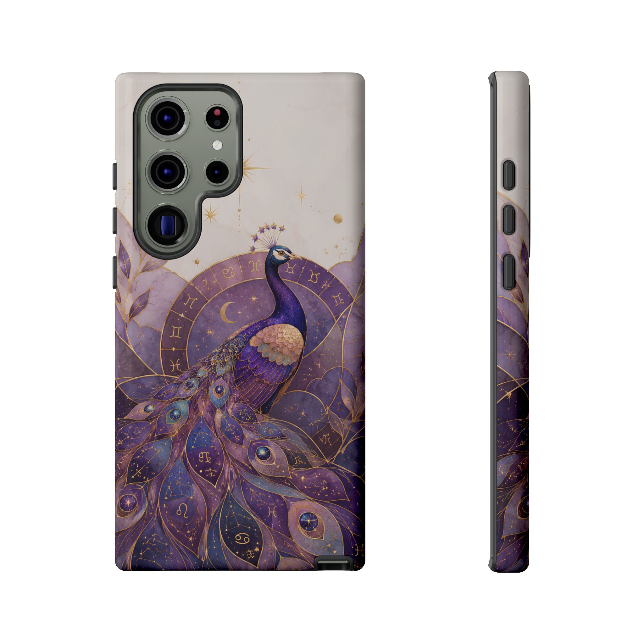 Purple Peacock Samsung Galaxy Phone Case | Celestial Peacock Phone Case