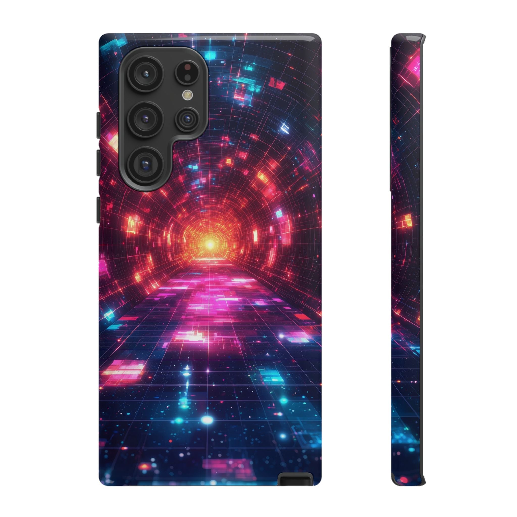Neon Tunnel Tough Samsung Galaxy Case — Retro Futuristic Galaxy Design