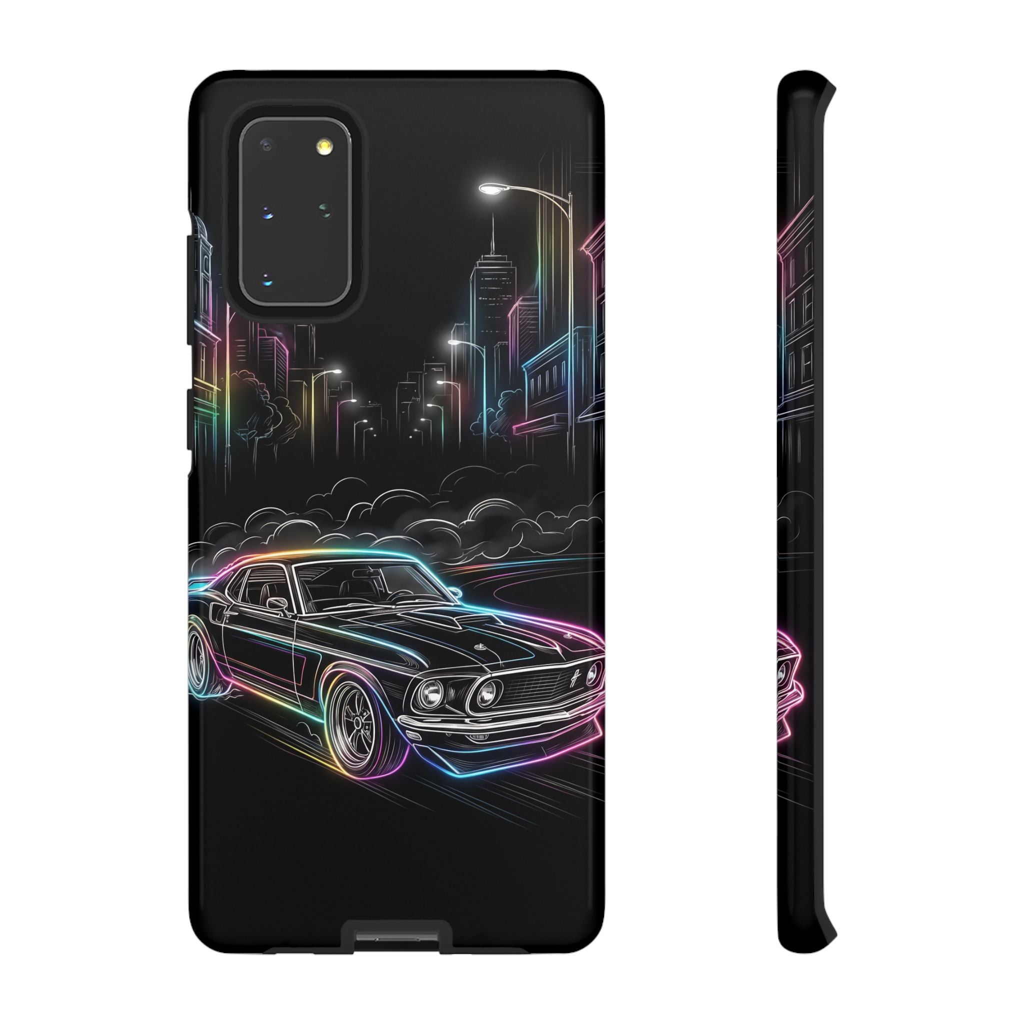 Neon Muscle Car Samsung Galaxy Phone Case | Retro City Nightscape