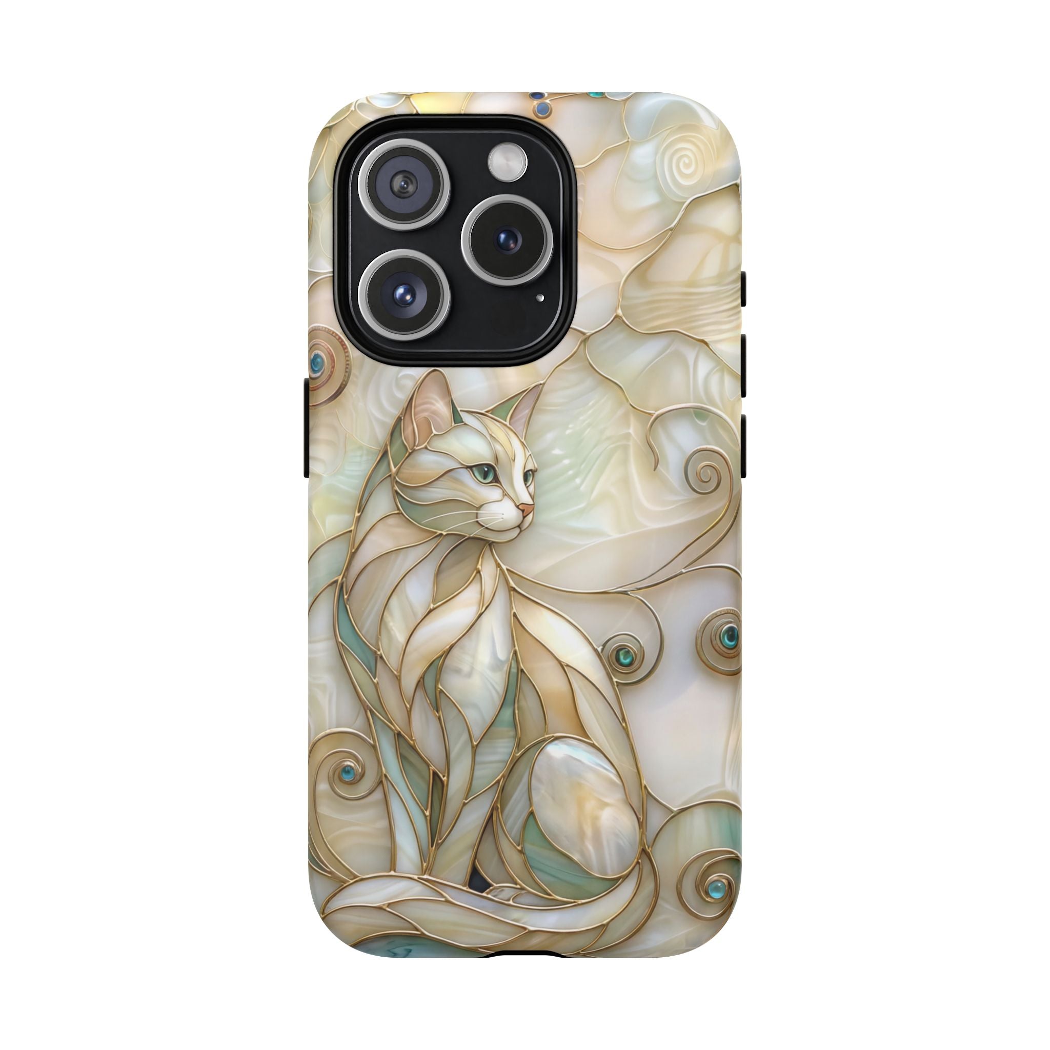 Art Nouveau Cat Phone Case | Elegant Stained-Glass Style Tough MagSafe Case