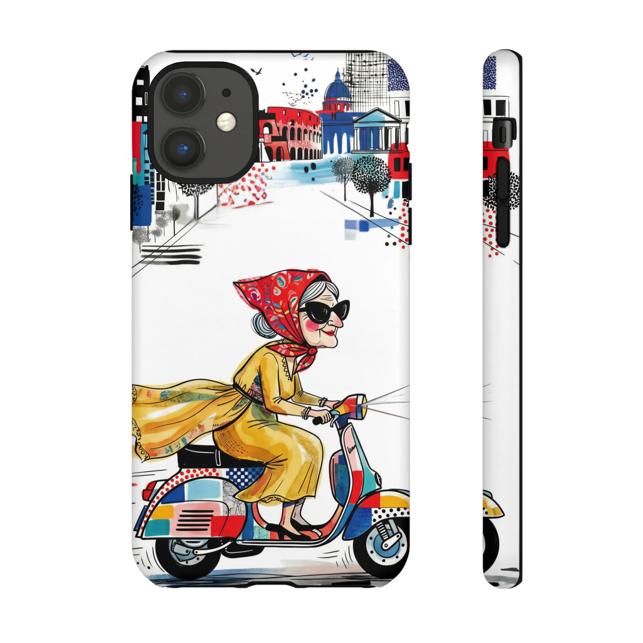 Vintage Vespa Granny iPhone Case | Retro Scooter Travel iPhone Cover
