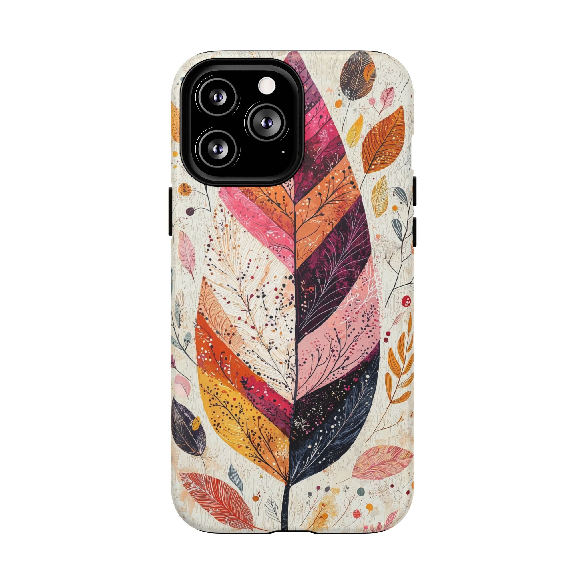 Custodia MagSafe resistente per iPhone Autumn Leaf | Design autunnale con piume ad acquerello