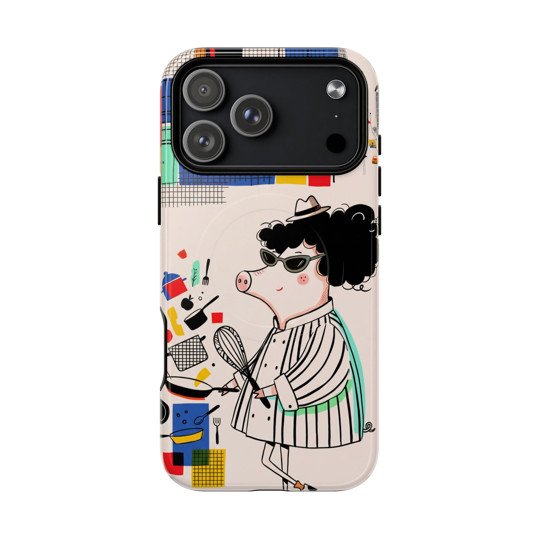 Cute Chef Pig MagSafe iPhone Case | Quirky Cartoon Kitchen Art Tough Case