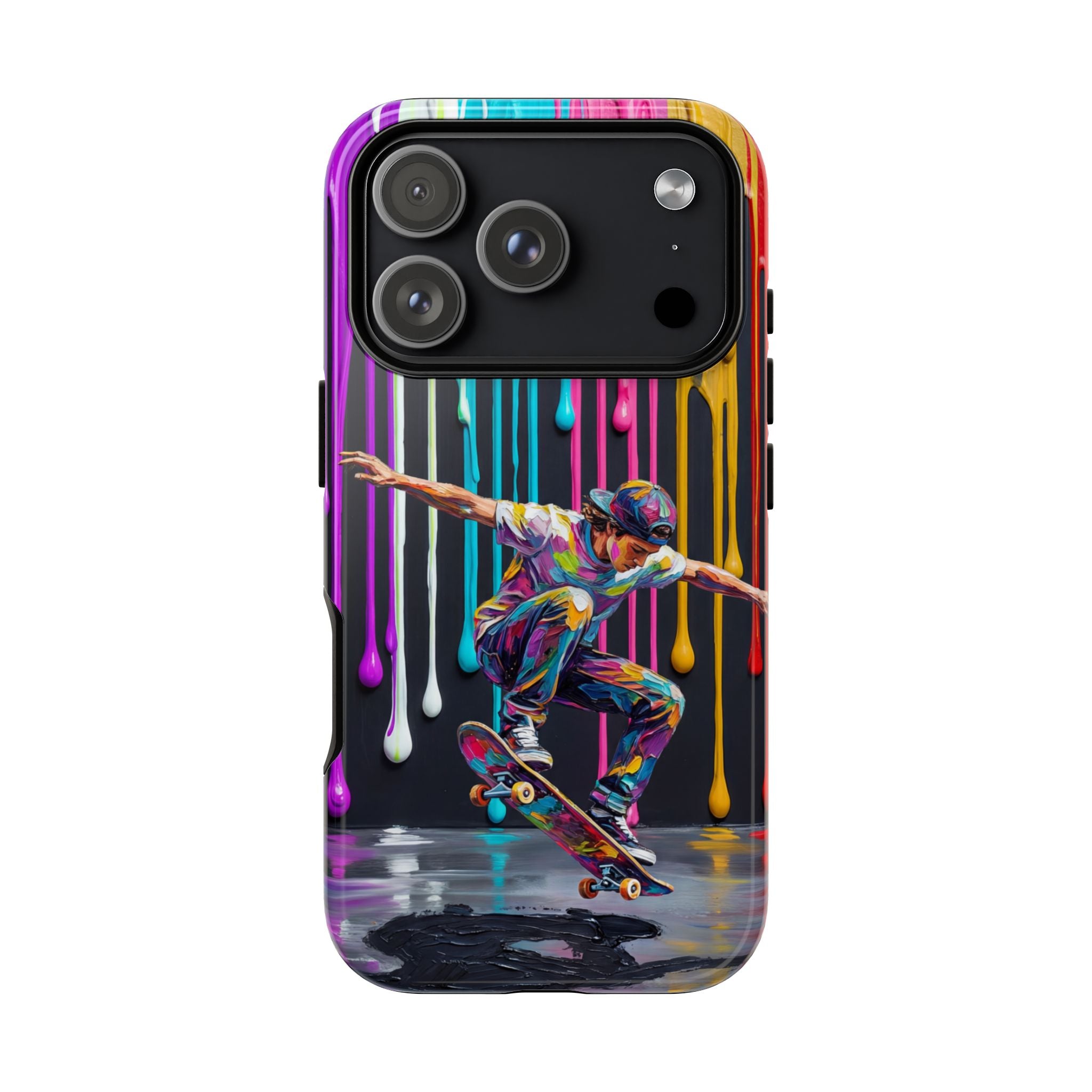 Colourful Drip Art Skateboarder Splash iPhone Case