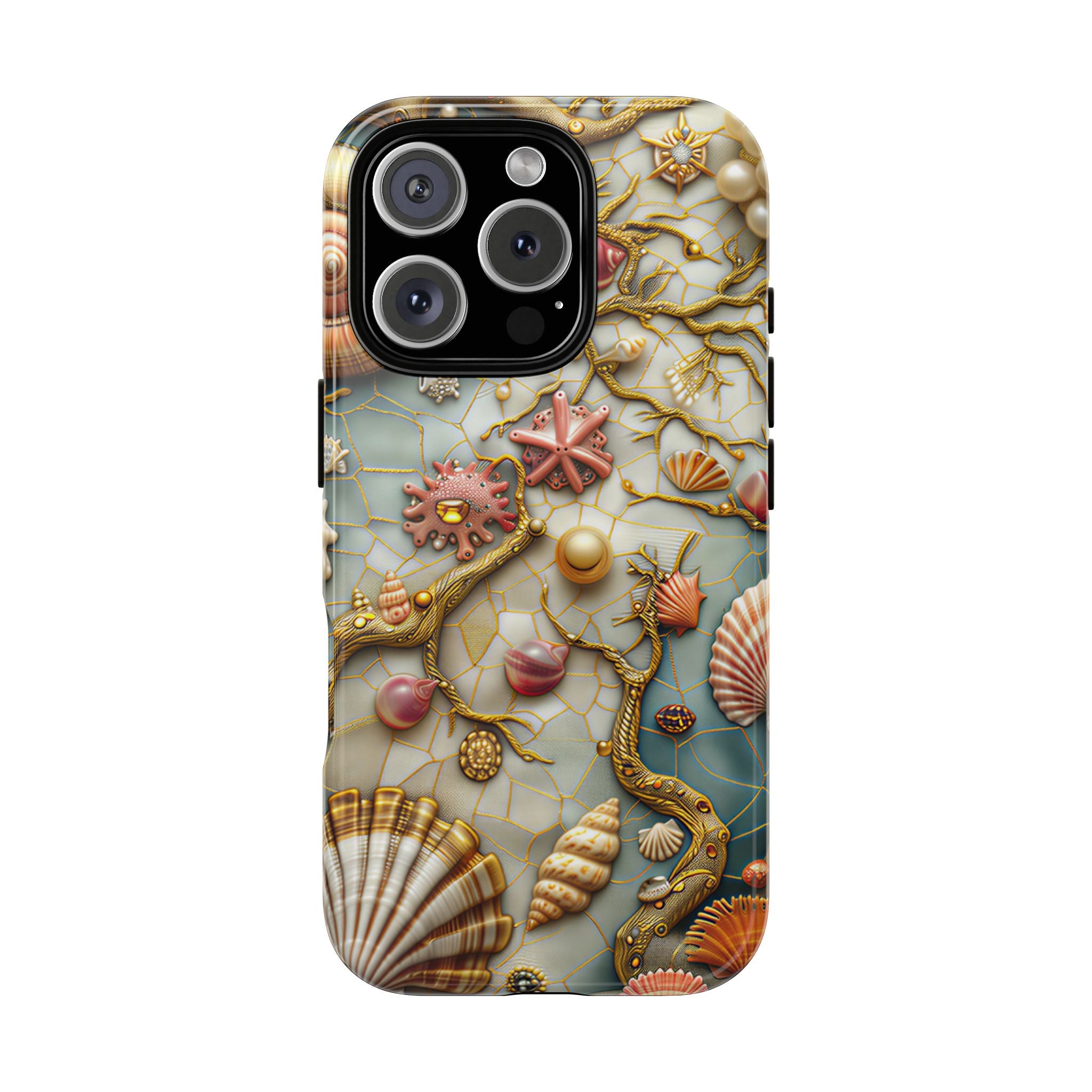Decorative Seashell & Pearl Beach Design iPhone Case