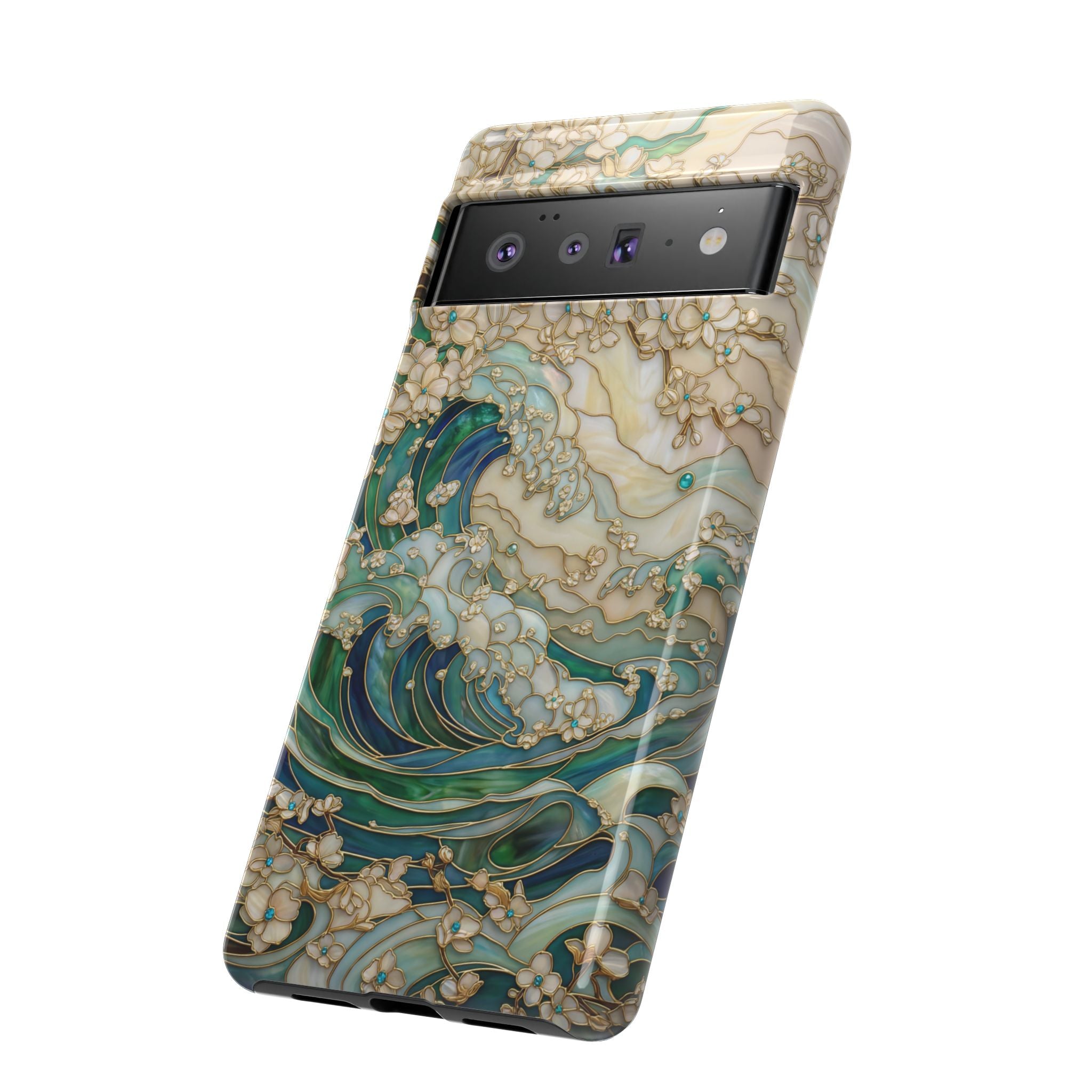 Elegant Ocean Wave Floral Art Google Pixel Case