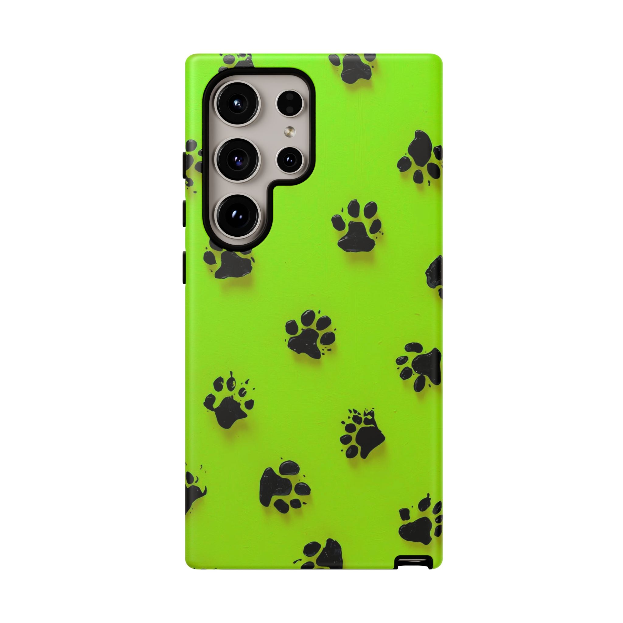 Neon Paw Print Tough Samsung Galaxy Case — Shockproof Pet Lover iPhone Cover