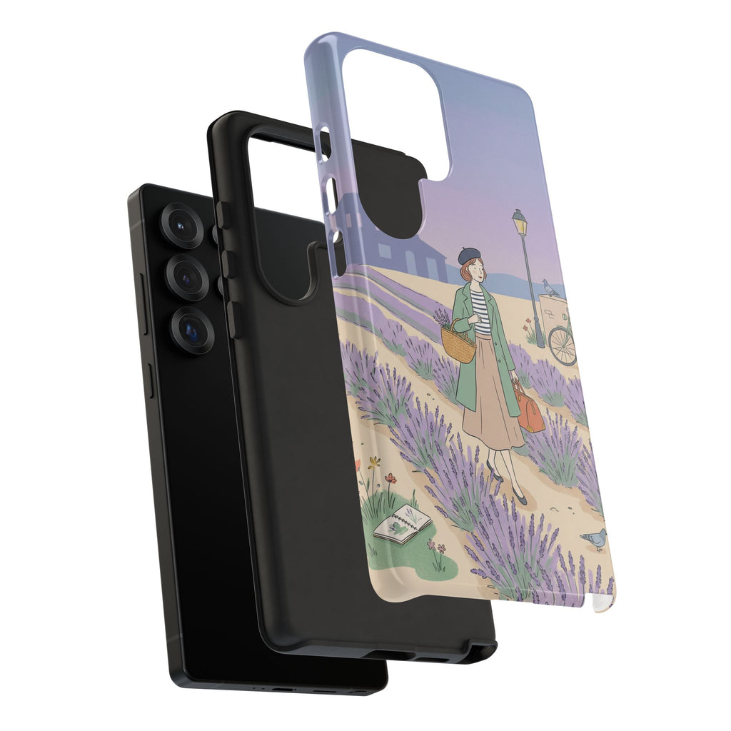 Lavender Field Samsung Galaxy Phone Case | Vintage Travel Illustration Protective Case