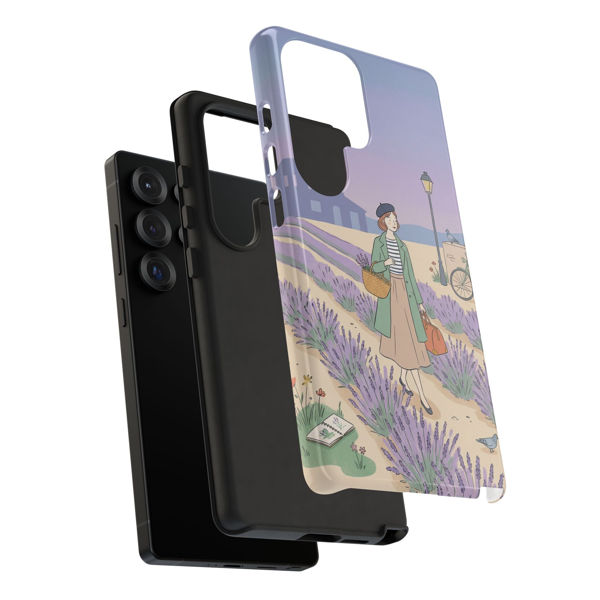 Lavender Field Samsung Galaxy Phone Case | Vintage Travel Illustration Protective Case