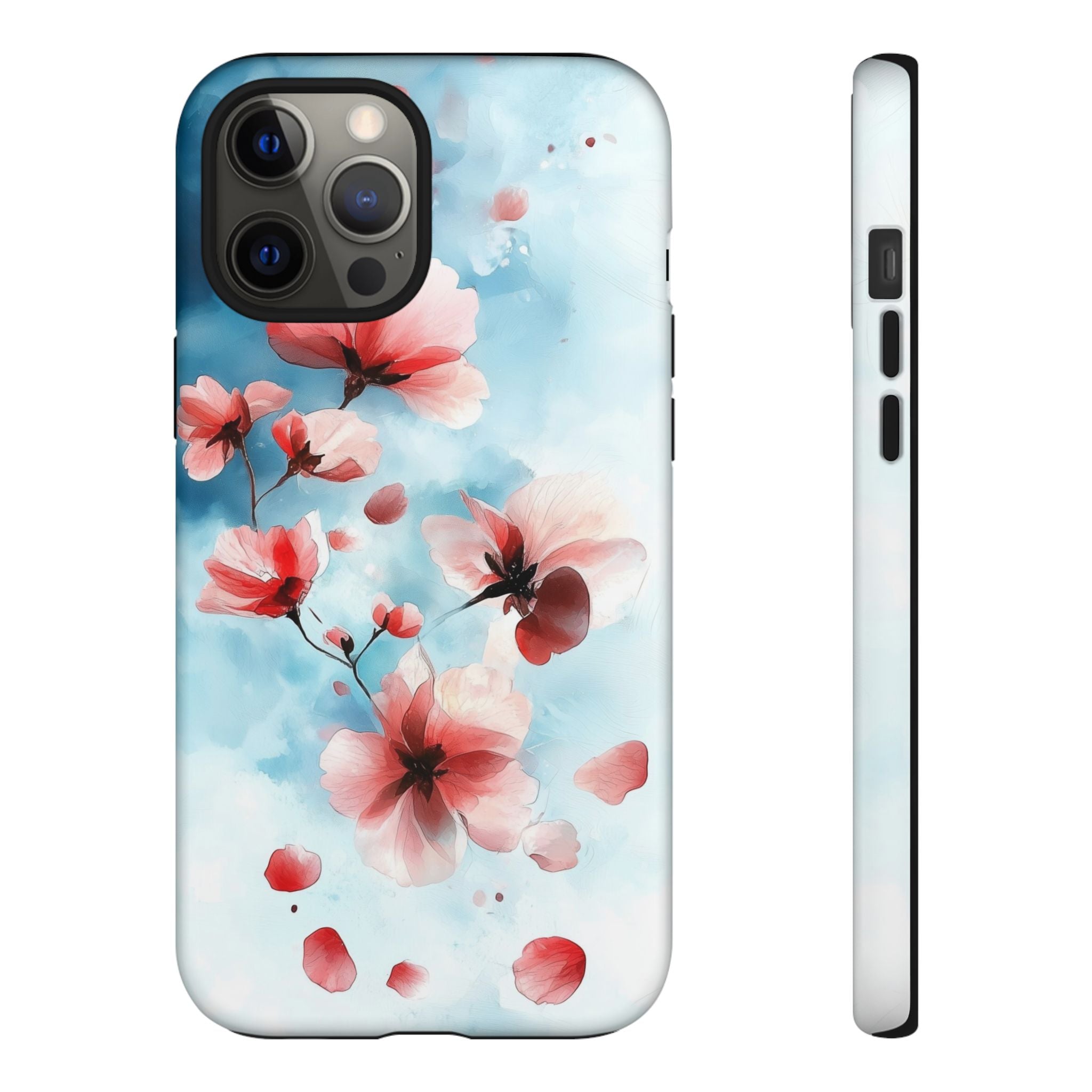 Floral Cherry Blossom iPhone Case | Pastel Pink Blue