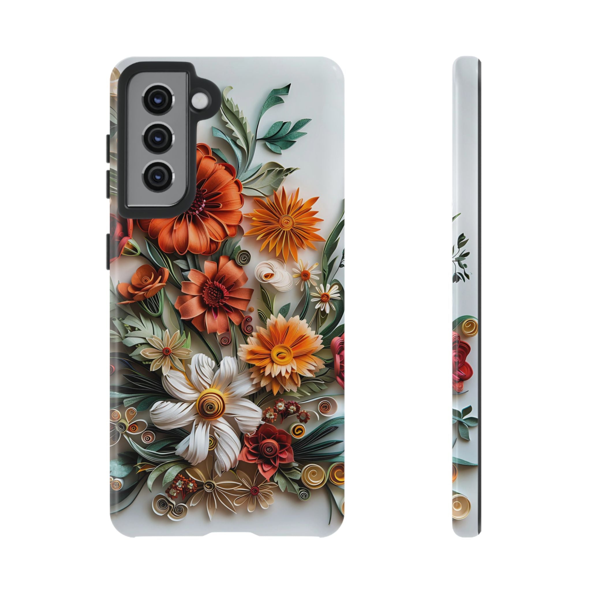Floral Quilling Tough Samsung Galaxy Case — Orange Daisy