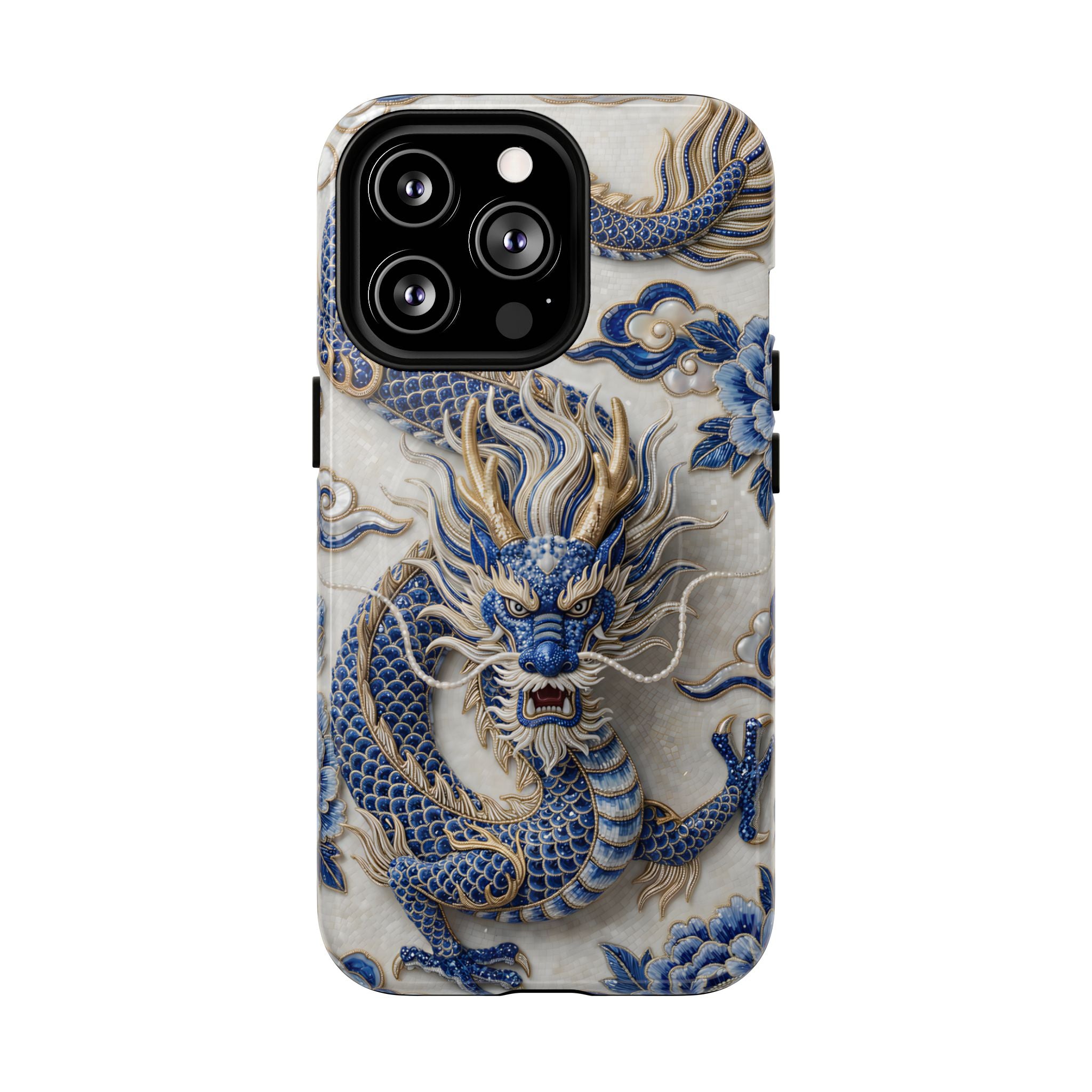 Asian Zodiac Dragon MagSafe iPhone Case | Blue & White Porcelain Luxury Protective Case | Year of the Dragon Gift