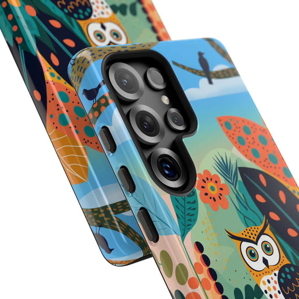 Botanical Forest Colourful Owl Samsung Galaxy Phone Case