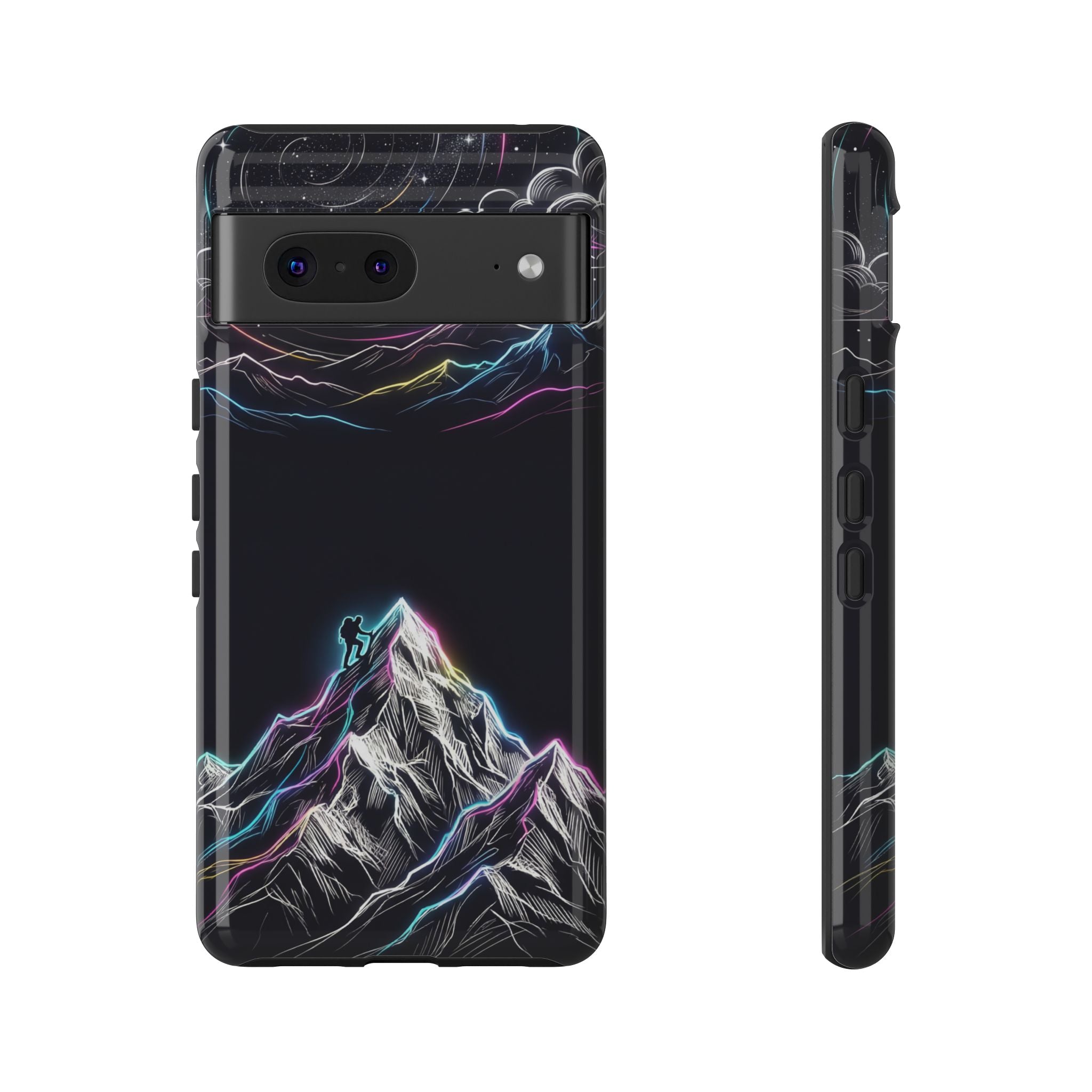 Mount Everest Neon Google Pixel Phone Case | Dark Cosmic Climber Protective Cover