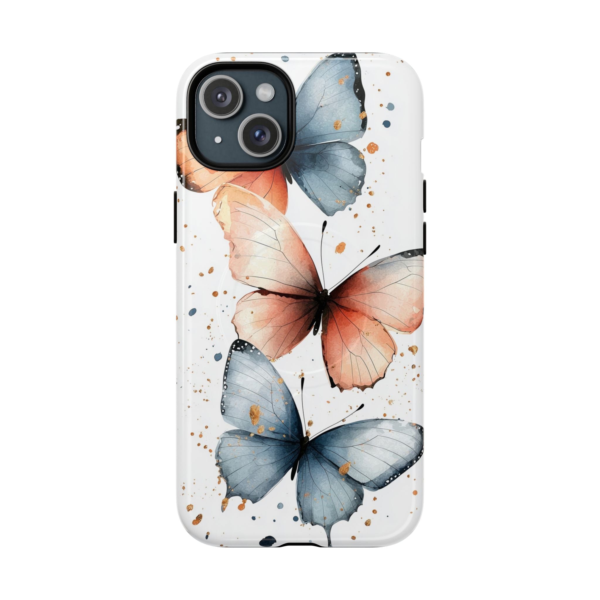 Custodia MagSafe resistente per iPhone con motivo farfalla acquerello