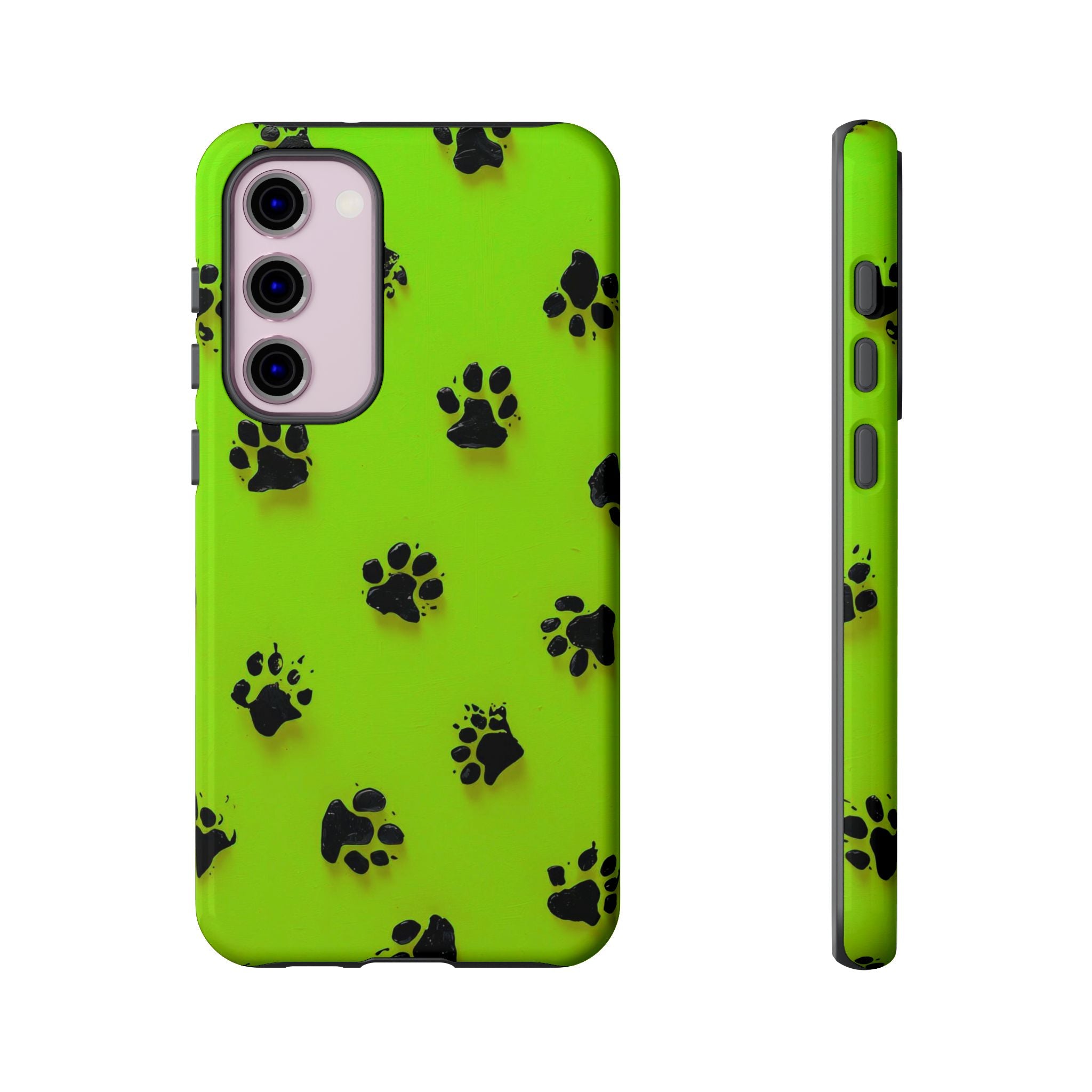 Neon Paw Print Tough Samsung Galaxy Case — Shockproof Pet Lover iPhone Cover