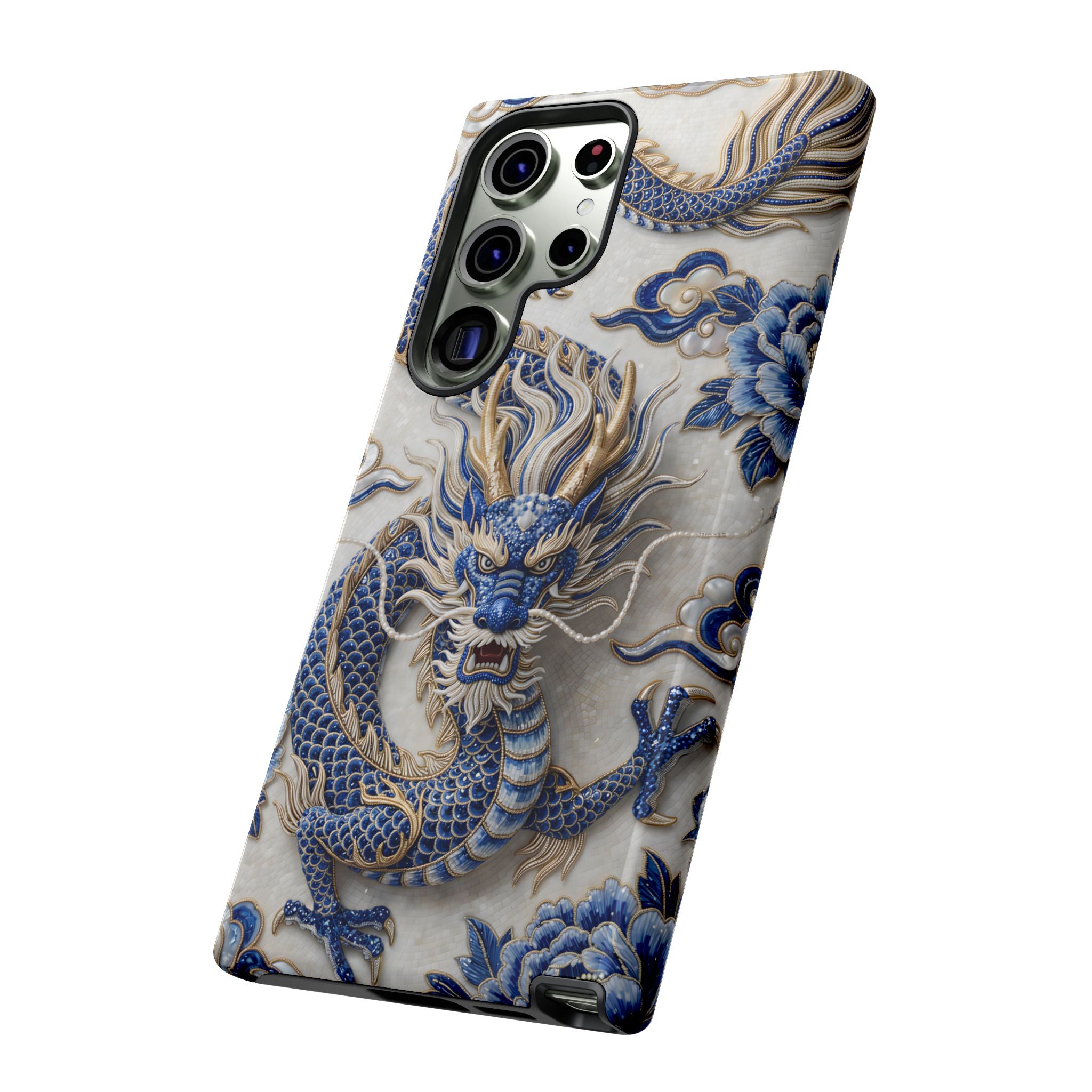 Asian Zodiac Dragon Samsung Galaxy Phone Case | Blue & White Porcelain Luxury Protective Case | Year of the Dragon Gift