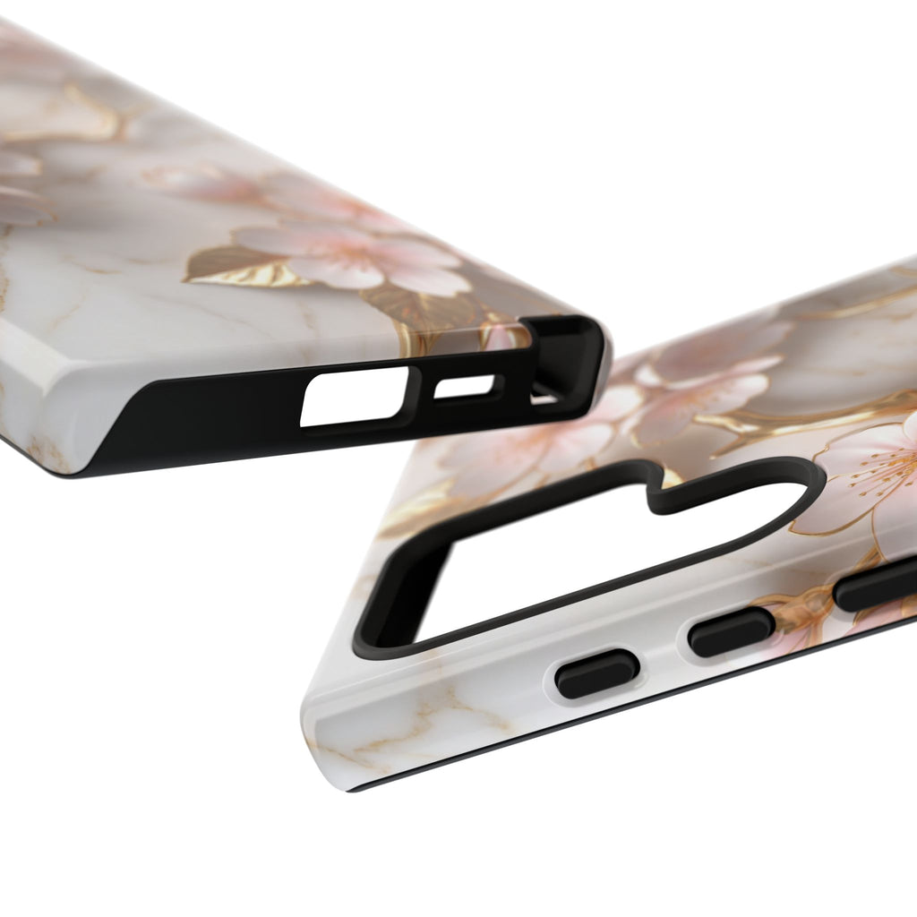 Floral Marble Samsung Galaxy Case — Sakura Gold Cherry Blossom Tough Case