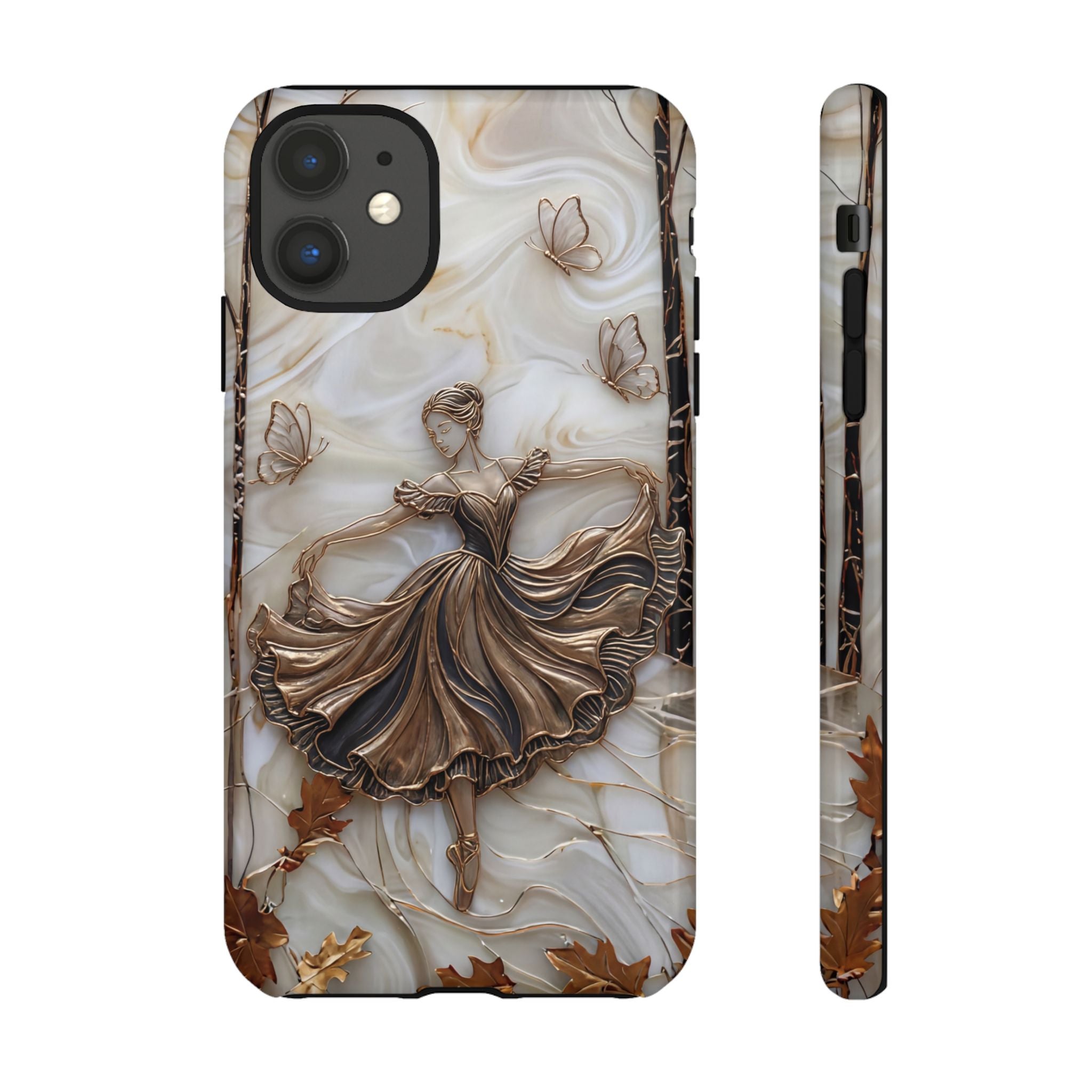 Elegant Bronze Ballerina Dance Design iPhone Case