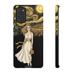 Cover per telefono Samsung Galaxy "Notte di girasoli" | Donna in abito fluente stile Van Gogh