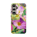 Custodia Protettiva Resistente per Telefono Samsung Galaxy con Acquerello Floreale | Cover Protettiva Giardino di Loto Rosa