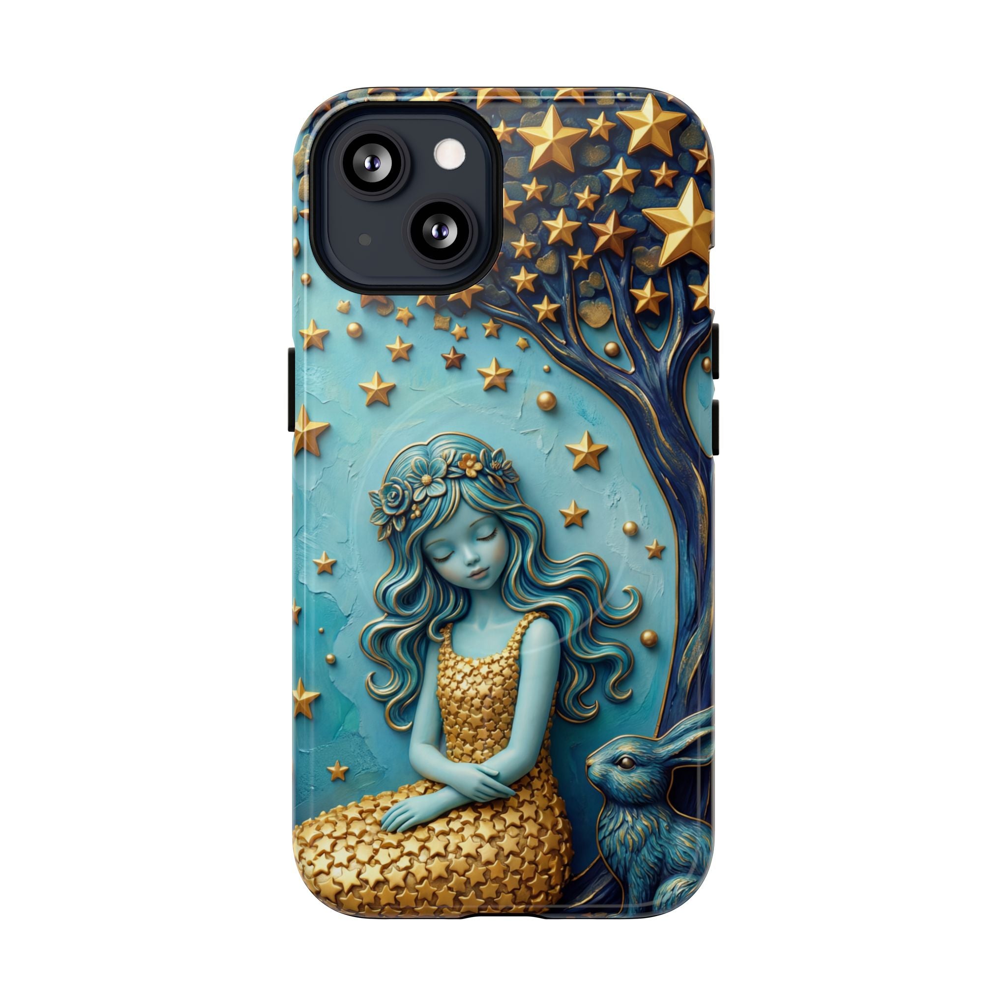 Custodia rigida MagSafe per iPhone Dreamy Maiden Under Starry Sky