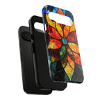 Stained Glass Flower Google Pixel Case — Colorful Mosaic Protective Cover