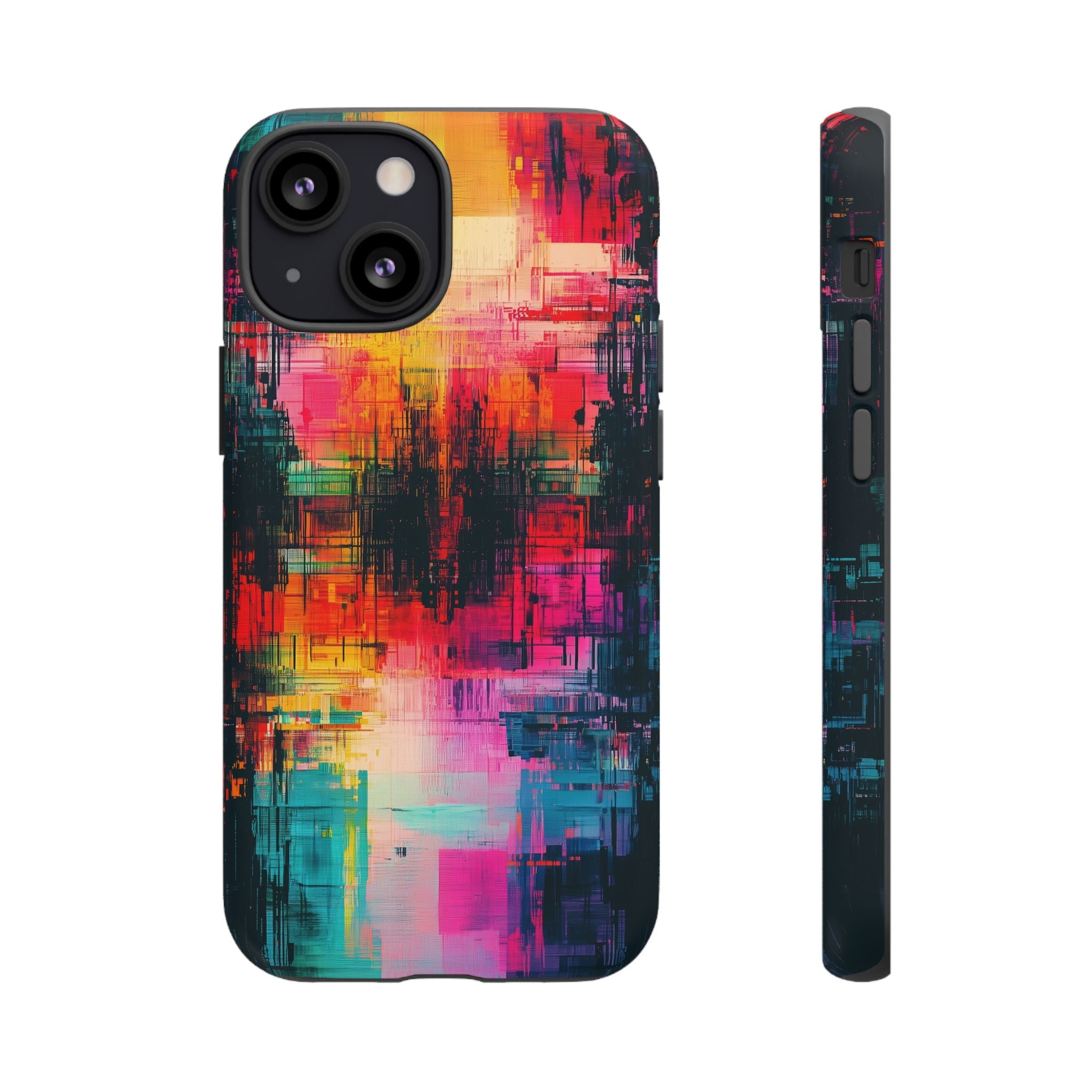 Abstract Neon Glitch Art Tough iPhone Case