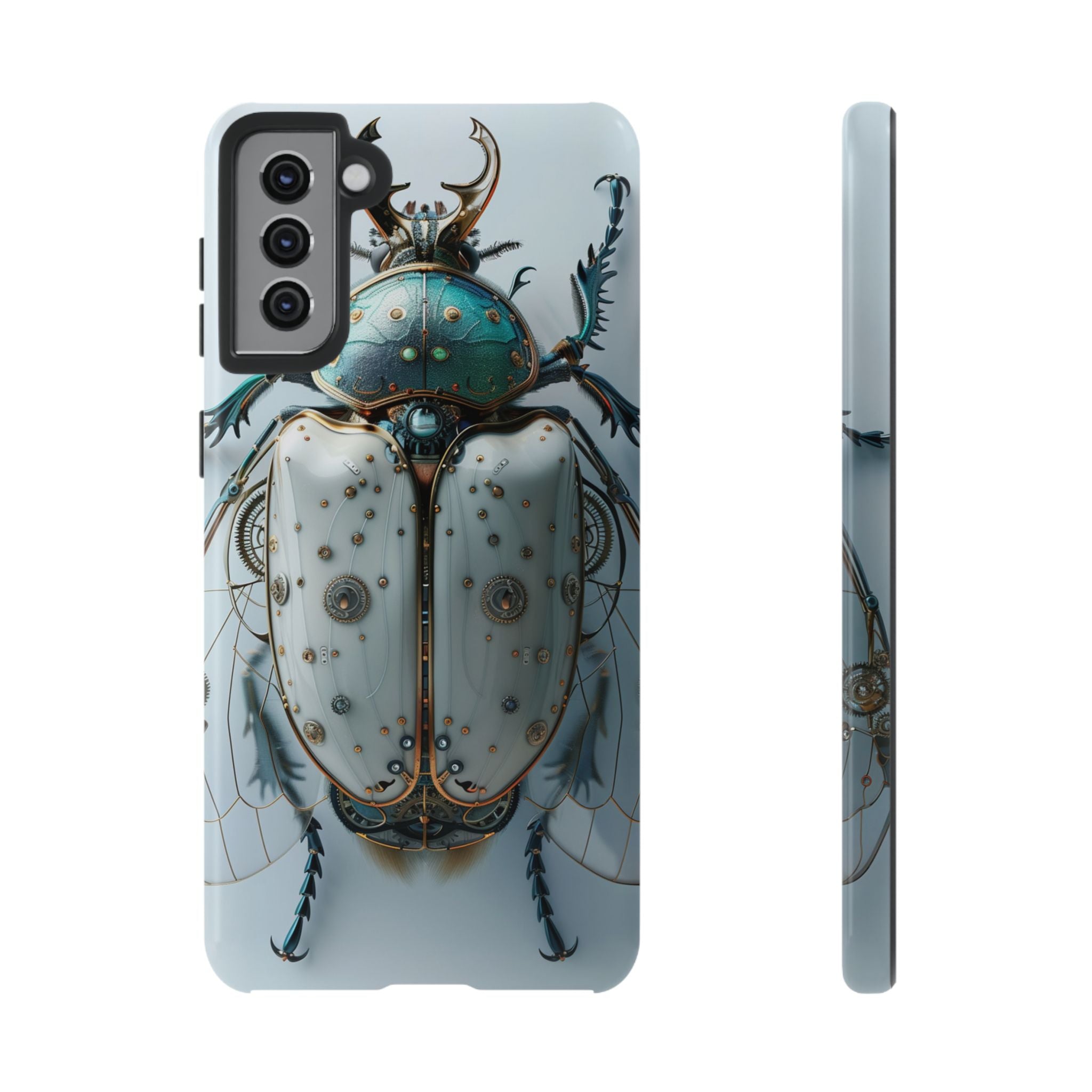 Steampunk White Beetle Protective Tough Samsung Galaxy Case