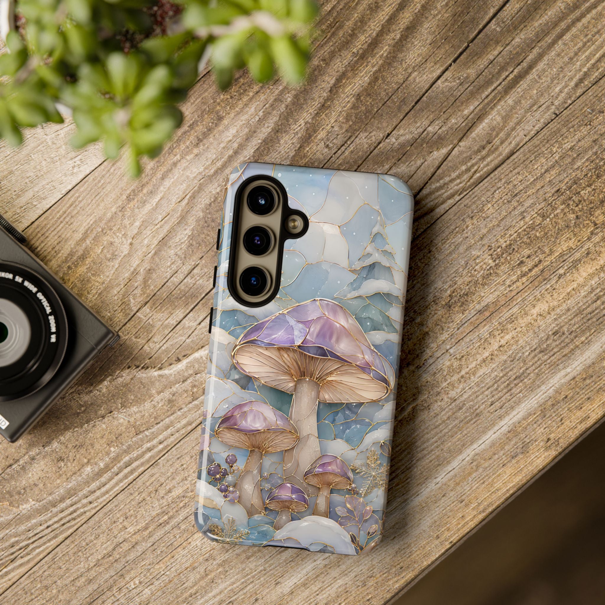Iridescent Mushroom Illustration Samsung Galaxy Phone Case | Protective Hard Case