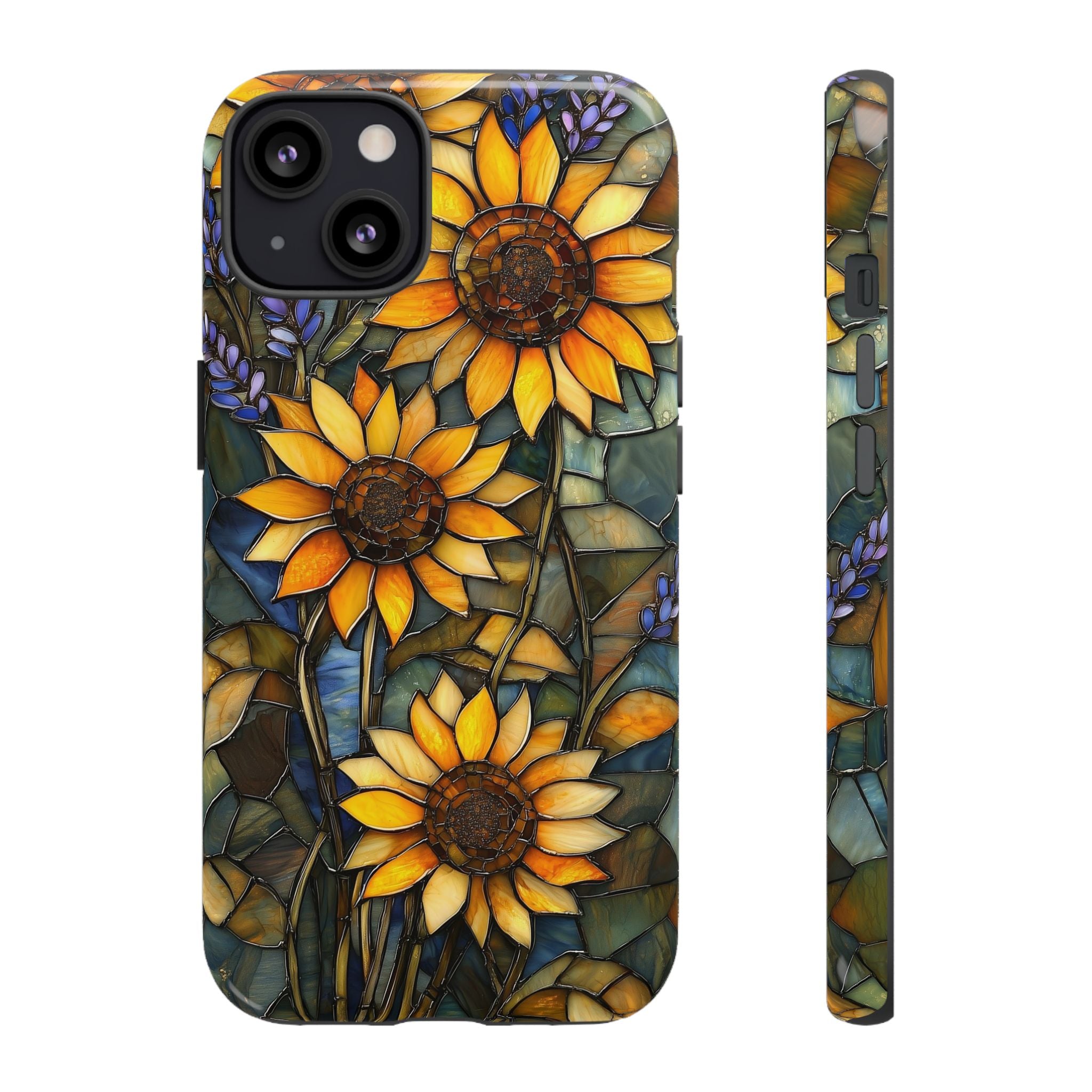 Sunflower Stained Glass Tough iPhone Case | Floral Protective Cover