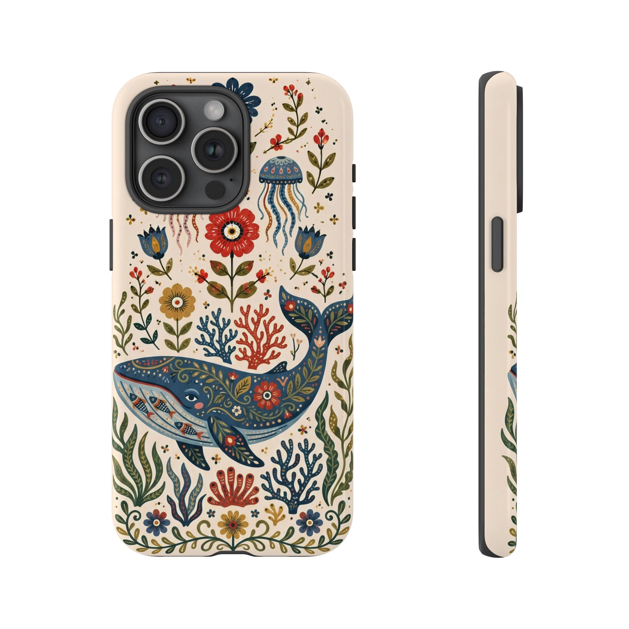 Floral Whale iPhone Case | Boho Marine Pattern Tough Case