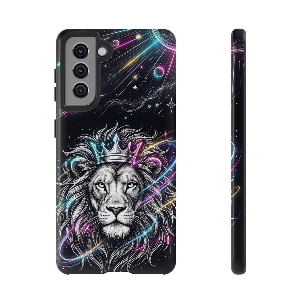 Galaxy Lion Samsung Galaxy Phone Case | Neon Crowned Lion Protective Case