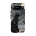 Black Cat Google Pixel Phone Case | Moonlit Winter Phone Case