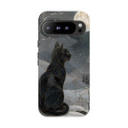 Black Cat Google Pixel Phone Case | Moonlit Winter Phone Case