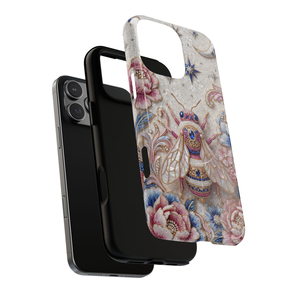 Floral Bee Moon Tough MagSafe iPhone Case | Protective Artistic iPhone Cover